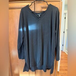 Eileen Fisher Black Long Sleeve V-Neck Top
